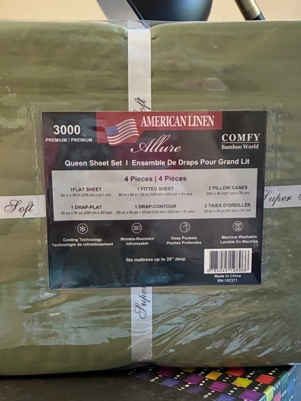 Allure 3000 Olive Green Sheet Set - - Picture 2 of 2